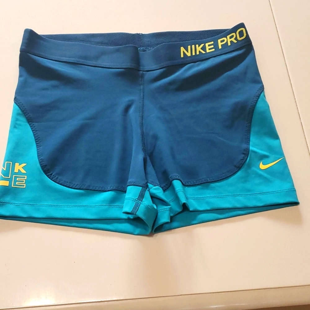 Nike Pro Blue and Teal Athletic Shorts